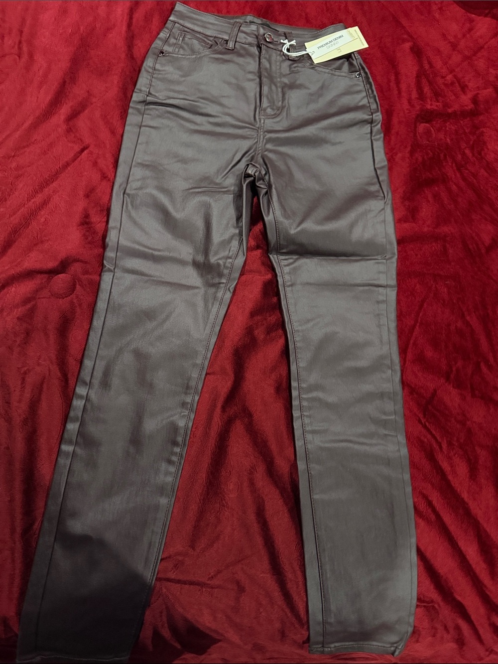 Dark brown pleather Skinny Jeans